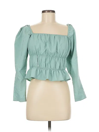 Pre-owned Petite Studio New York 3/4 Sleeve Blouse In Blue