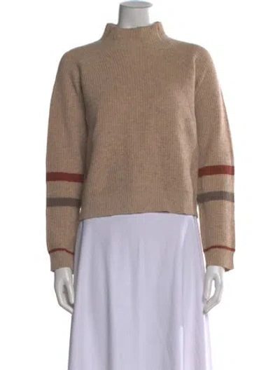 Pre-owned Petite Studio Nyc Colorblock Pattern Mock Neck Sweater In Neutral