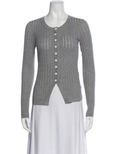 Pre-owned Petite Studio Nyc Crew Neck Long Sleeve Top In Gray