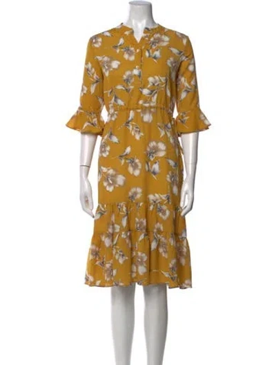 Pre-owned Petite Studio Nyc Floral Print Knee-length Dress In Yellow