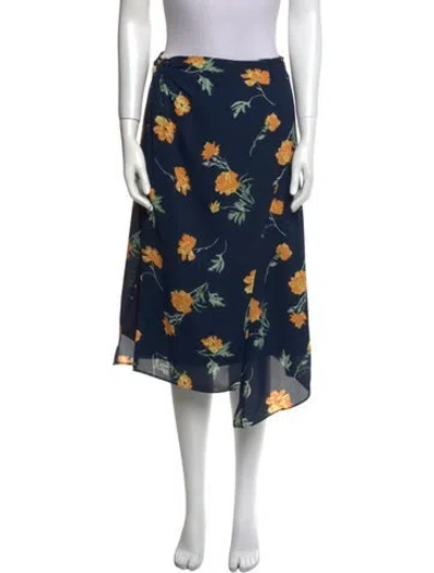 Pre-owned Petite Studio Nyc Floral Print Knee-length Skirt In Blue