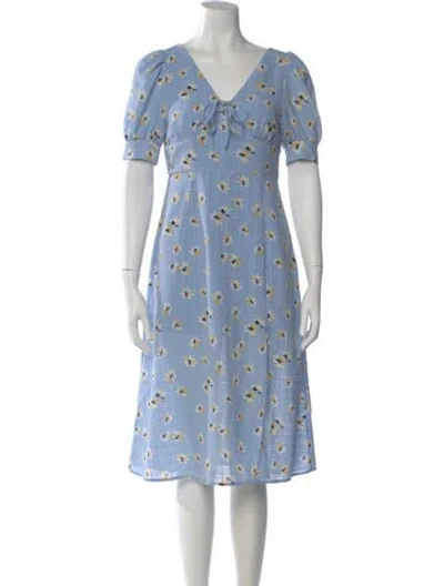 Pre-owned Petite Studio Nyc Floral Print Midi Length Dress In Blue