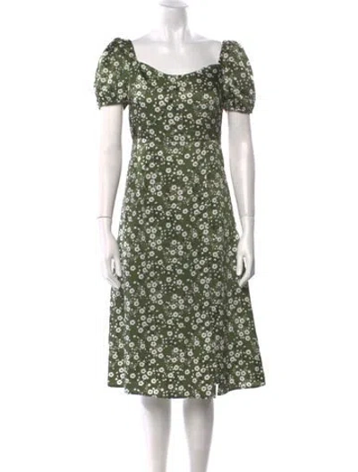 Pre-owned Petite Studio Nyc Floral Print Midi Length Dress In Green