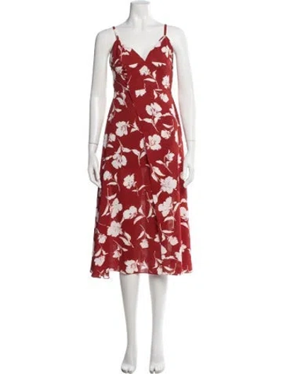 Pre-owned Petite Studio Nyc Floral Print Midi Length Dress In Red