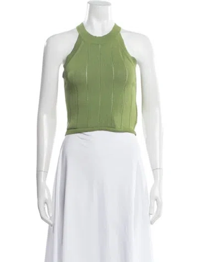 Pre-owned Petite Studio Nyc Halterneck Sleeveless Crop Top In Green
