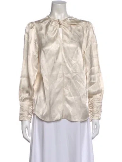 Pre-owned Petite Studio Nyc Long Sleeve Blouse In Neutral