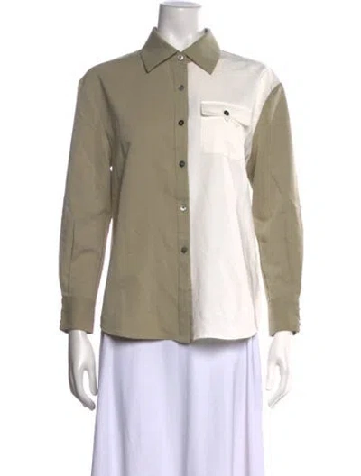Pre-owned Petite Studio Nyc Long Sleeve Button-up Top In Neutral