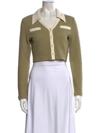 Pre-owned Petite Studio Nyc Long Sleeve Crop Top W/ Tags In Green