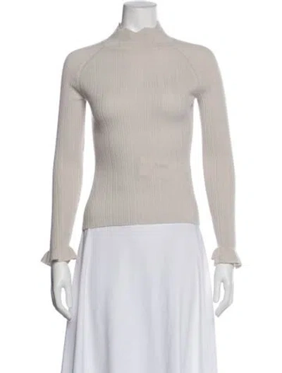Pre-owned Petite Studio Nyc Merino Wool Mock Neck Sweater In Neutral