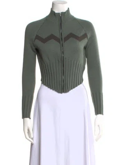 Pre-owned Petite Studio Nyc Mock Neck Sweater In Green