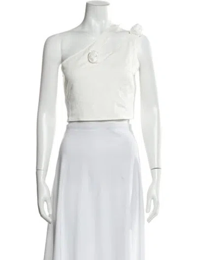 Pre-owned Petite Studio Nyc One-shoulder Sleeveless Crop Top W/ Tags In Neutral