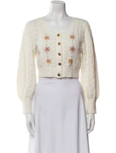 Pre-owned Petite Studio Nyc Patterned Scoop Neck Sweater In Neutral