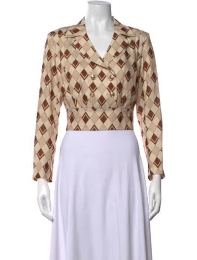 Pre-owned Petite Studio Nyc Patterned V-neck Top In Neutral
