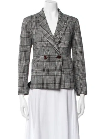 Pre-owned Petite Studio Nyc Plaid Print Blazer In Gray
