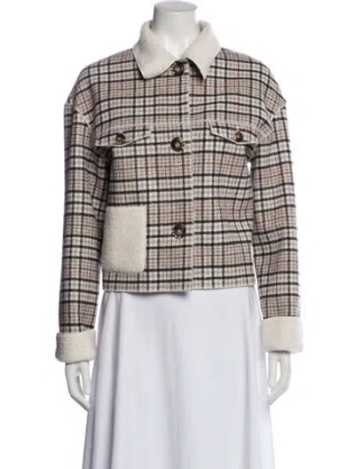 Pre-owned Petite Studio Nyc Plaid Print Evening Jacket In Neutral