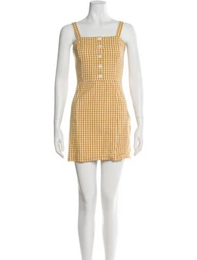 Pre-owned Petite Studio Nyc Plaid Print Mini Dress In Yellow
