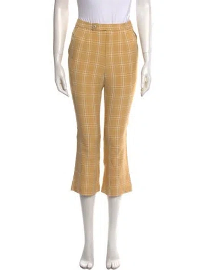 Pre-owned Petite Studio Nyc Plaid Print Straight Leg Pants In Neutral