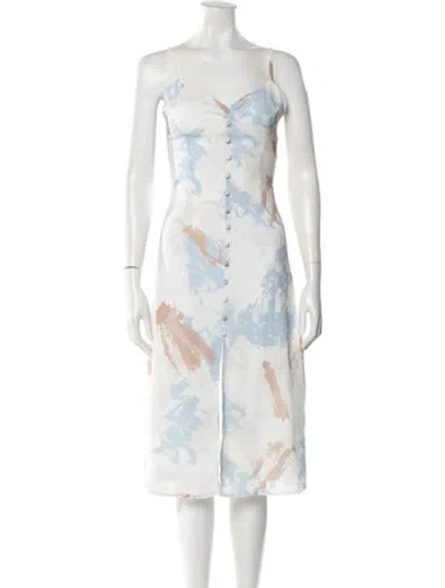 Pre-owned Petite Studio Nyc Printed Midi Length Dress W/ Tags In White