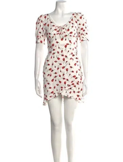 Pre-owned Petite Studio Nyc Printed Mini Dress In White