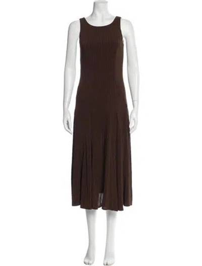 Pre-owned Petite Studio Nyc Scoop Neck Long Dress In Brown