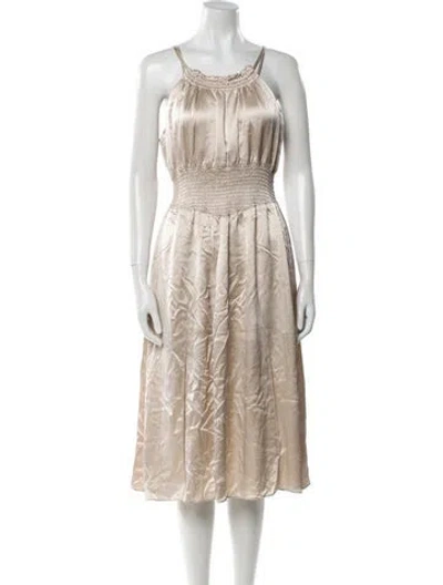 Pre-owned Petite Studio Nyc Scoop Neck Long Dress In Neutral