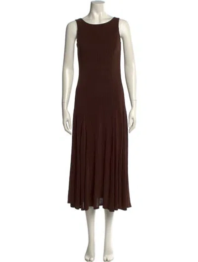 Pre-owned Petite Studio Nyc Scoop Neck Midi Length Dress In Brown