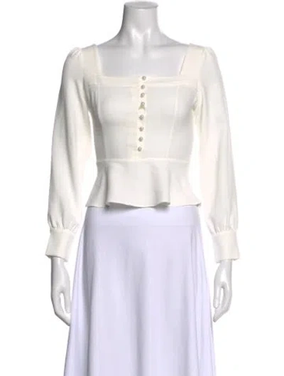 Pre-owned Petite Studio Nyc Square Neckline Long Sleeve Top In White