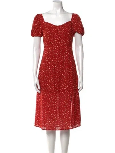 Pre-owned Petite Studio Nyc Square Neckline Midi Length Dress In Red