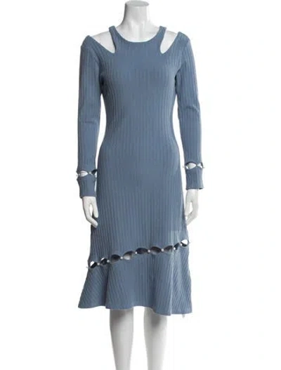 Pre-owned Petite Studio Nyc Striped Midi Length Dress In Blue