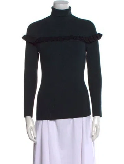 Pre-owned Petite Studio Nyc Turtleneck Long Sleeve Top In Green