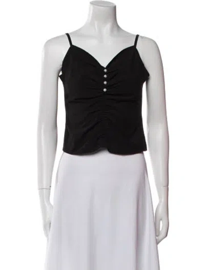 Pre-owned Petite Studio Nyc V-neck Sleeveless Crop Top In Black