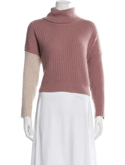 Pre-owned Petite Studio Nyc Wool Colorblock Pattern Sweater In Pink