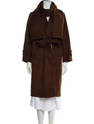 Pre-owned Petite Studio Nyc Wool Faux Fur Coat W/ Tags In Brown