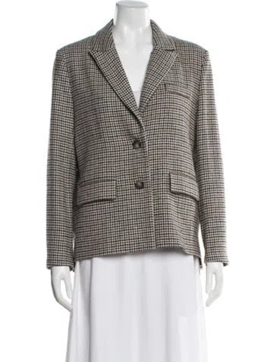 Pre-owned Petite Studio Nyc Wool Houndstooth Print Blazer In Multi