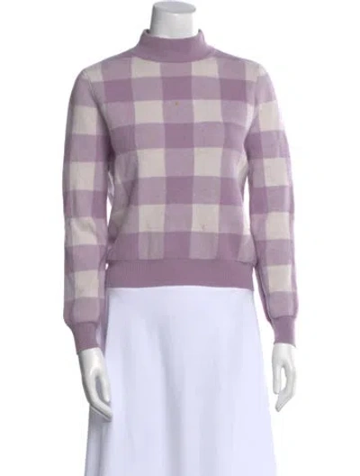 Pre-owned Petite Studio Nyc Wool Plaid Print Sweater In Purple