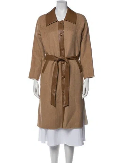 Pre-owned Petite Studio Nyc Wool Trench Coat In Neutral