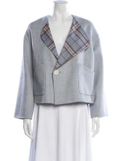 Pre-owned Petite Studio Nyc Wool Tweed Pattern Blazer In Multi
