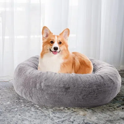 Petmaker 30in Donut Dog Bed For Medium Pets, Gray