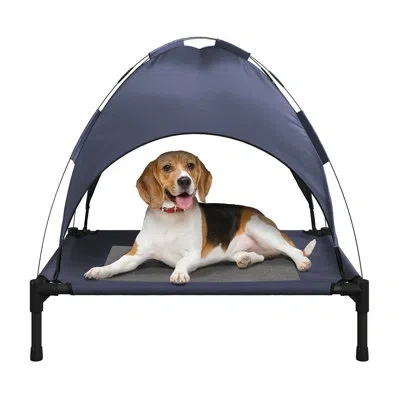 Petmaker 30x24 Elevated Dog Bed With Canopy In Navy