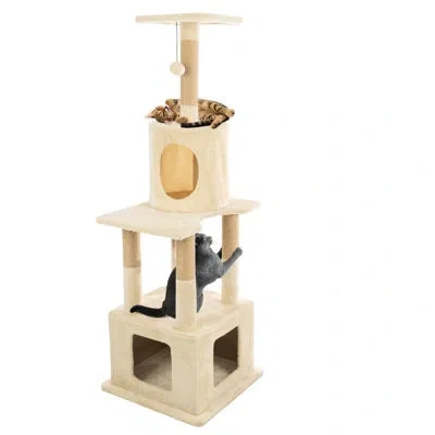 Petmaker 57” Tall Cat Tree Tower - Cat Tower With 2 Kitten Condos, Napping Perch, 5 Rope Scratching Posts, An In Neutral