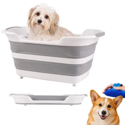 Petmaker 7.2 Gal/27.4l Collapsible Dog Bathtub For Small Pets - Small Dog Bath Tub With Quick-drain Plug And 