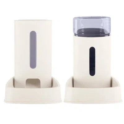 Petmaker Automatic Cat Feeder And Water Dispenser - Dog And Cat Bowls - Gravity Automatic Cat And Dog Feeding In White
