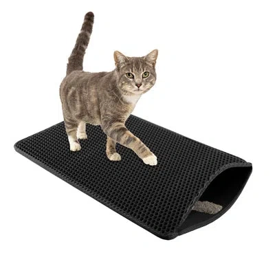 Petmaker Cat Litter Mat - Waterproof Litter Box Mat With Dual-layer Honeycomb Design For Trapping Litter - Sl In Black