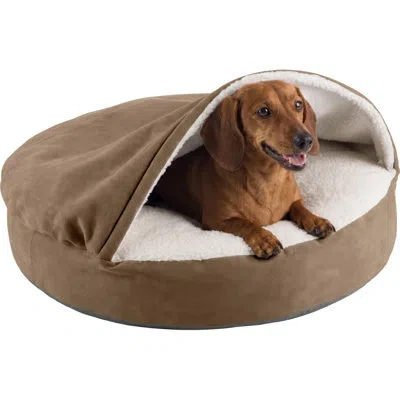 Petmaker Cozy Cave Dog Bed With Cover Cave - 23-inch Round Dog Bed For Small Pets - Small Pet Bed With Remova In Brown