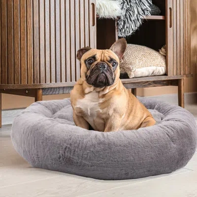 Petmaker Dog Bed - Donut Dog Bed And Cat Bed For Medium Pets - Dog Bed With Removable Washable Cover And Anti In Gray