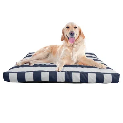 Petmaker Dog Bed - Indoor/outdoor Striped Dog Bed With Removable Washable Cover And Non-slip Bottom - Pet Bed In White,navy