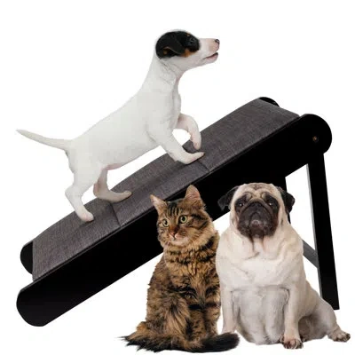 Petmaker Foldable Wooden Pet Ramp In Black,gray