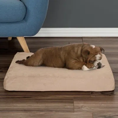 Petmaker Memory Foam Dog Bed – 2-layer Orthopedic Dog Bed With Machine Washable Cover In Tan