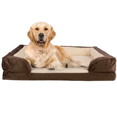 Petmaker Orthopedic Dog Bed - 42in Dog Couch Bed With Supportive Wraparound Bolster And Removable Washable Co In Brown