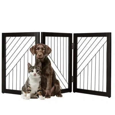 Petmaker Pet Gate 3-panel Indoor Folding Dog Gate For Stairs Or Doorways Freestanding Pet Fence For Cats And  In Black